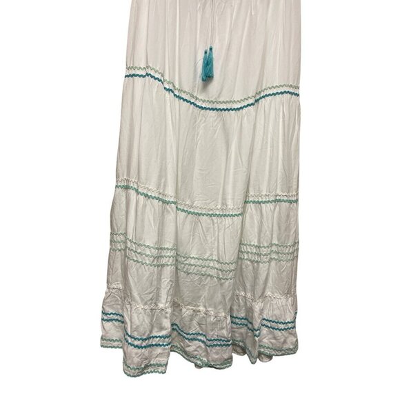 NEW! American & Beyond Ocean Tiered Maxi Dress White Viscose Sleeveless Large - Picture 3 of 9